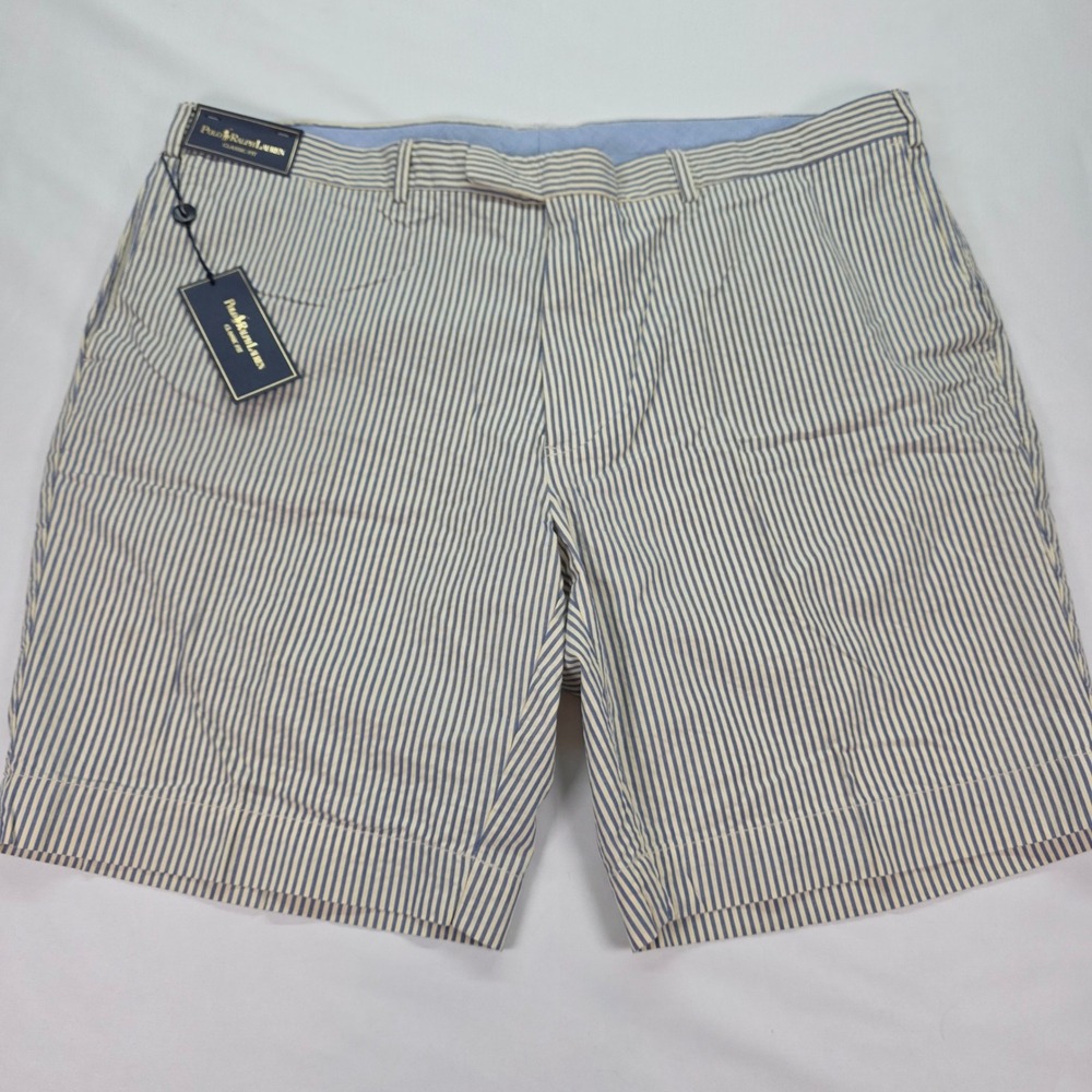 Polo Ralph Lauren Mens Seersucker Shorts‎ Blue White Striped Classic Fit 42 NWT